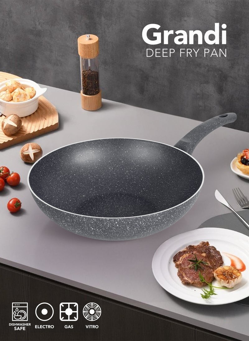 Grandi Wok pan 28 cm High Thickness 1- Piece Non-Stick  Grey - Image 1